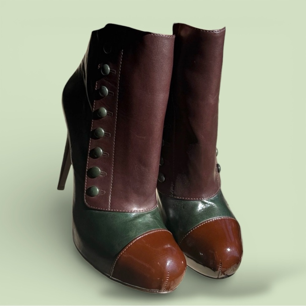 NEW L.A.M.B. Booties stiletto LAMB Gwen Stefani Corset platform 8.5 leather $425 - Picture 5 of 17